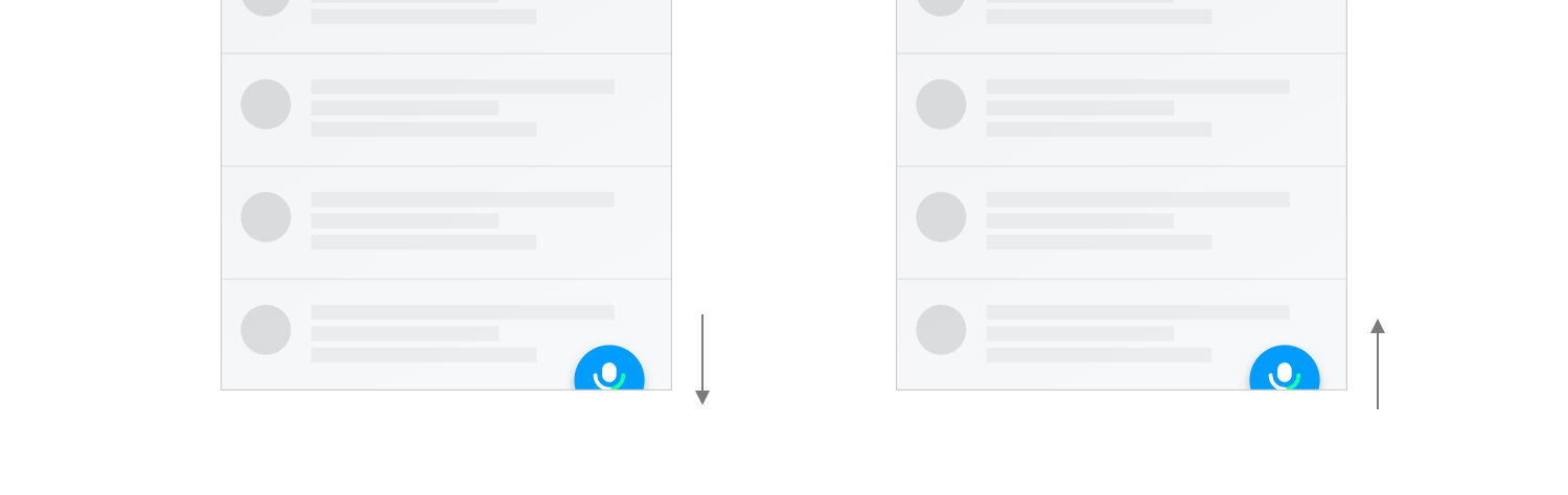 (좌) Scroll down / (우) Scroll up (세로 스크롤이 있는 디바이스에 적용 가능)
